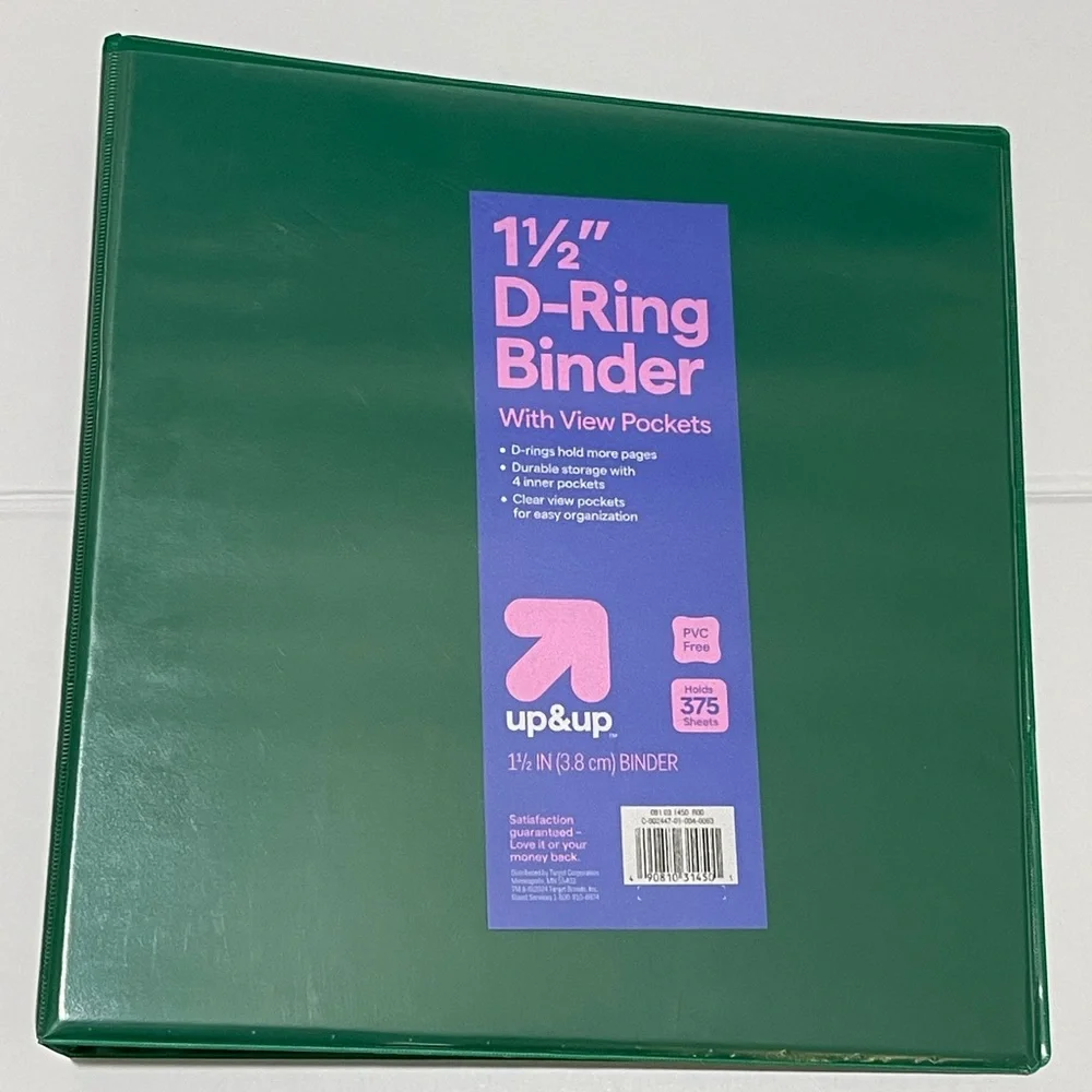 Green D-Ring Binder with View Pockets
